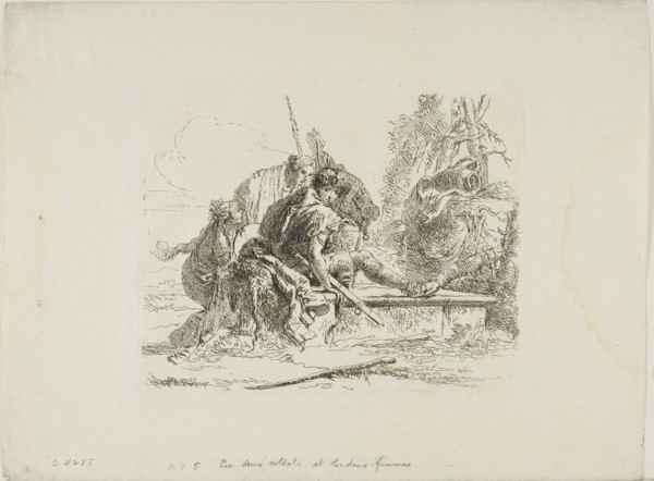 Two Soldiers and Two Women, from Capricci, 1740/50, Giambattista Tiepolo, Italian, 1696-1770,