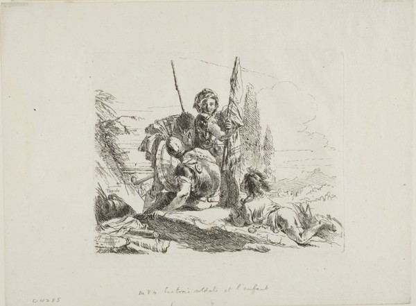 Three Soldiers and a Boy, from Capricci, c. 1740, published 1785, Giambattista Tiepolo, Italian,