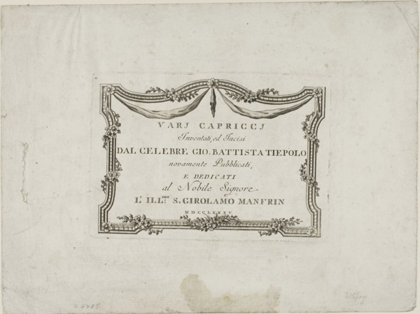 Frontispiece from Capricci, published 1785, Giambattista Tiepolo, Italian, 1696-1770, Italy,