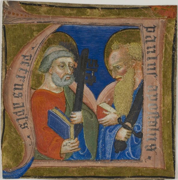 Saints Peter and Paul in a Historiated Initial N from a Choirbook, 1375/99, Italian, Italy,