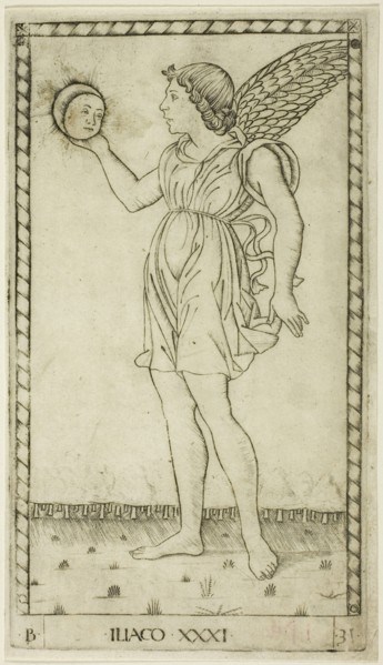 Genius of the Sun, plate 31 from Genii and Virtues, c. 1465, Master of the E-Series Tarocchi,