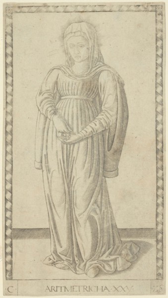 Arithmetic, plate 25 from Arts and Sciences, c. 1465, Master of the E-Series Tarocchi, Italian,