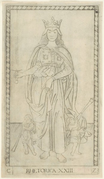Rhetoric, plate 23 from Arts and Sciences, c. 1465, Master of the E-Series Tarocchi, Italian,