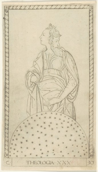 Theology, plate 30 from Arts and Sciences, c. 1465, Master of the E-Series Tarocchi, Italian,