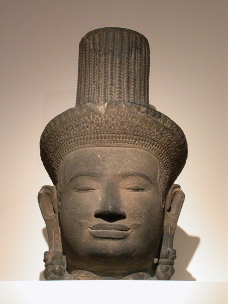 Head of a Male Deity (Deva), Angkor period, 10th/11th century, Cambodia, Cambodia, Sandstone, 54.5