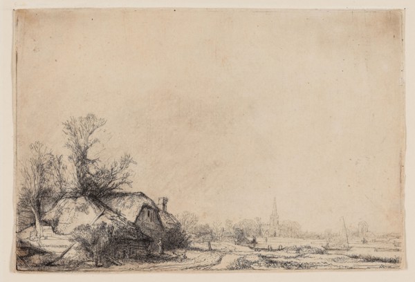 Cottage Beside a Canal with a View of Ouderkerk, c. 1641, Rembrandt van Rijn, Dutch, 1606-1669,