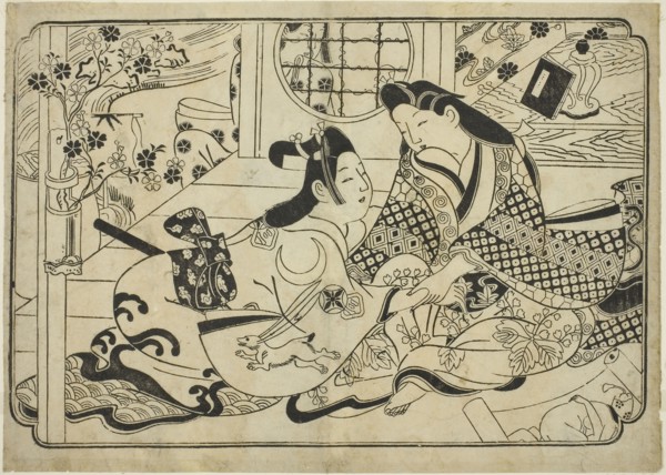 Dalliance, c. 1685, Attributed to Sugimura Jihei, Japanese, active c. 1681-98, Japan, Hand-colored