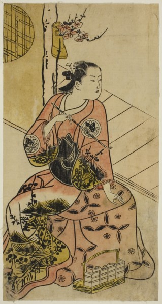 The Actor Sanjo Kantaro holding a pipe, c. 1720, Japanese, early 18th century, Japan, Hand-colored