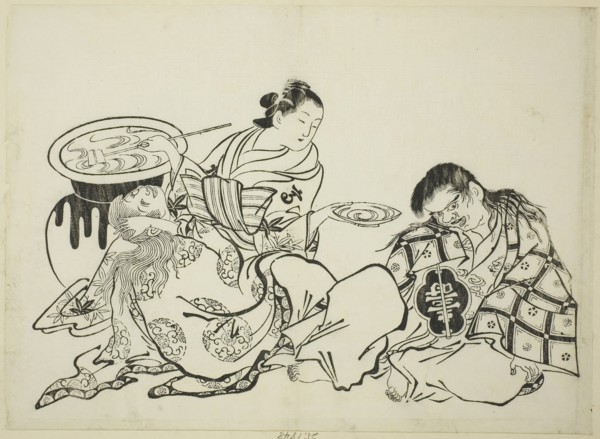 Courtesan Plying Shojo with Sake, no. 4 from a series of 12 prints, c. 1708, Okumura Masanobu,