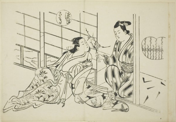 The Sakaki Chapter from The Tale of Genji (Genji Sakaki), from a series of Genji parodies, c. 1710,