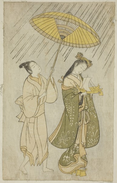 Parody of Komachi praying for rain, 1765, Attributed to Ishikawa Toyonobu, Japanese, 1711-1785,