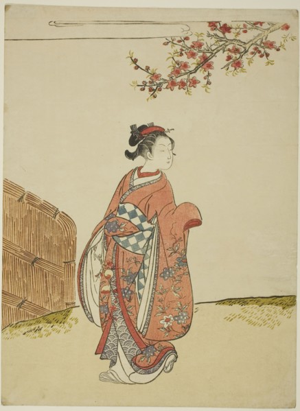 Under a Peach Tree, c. 1766, Suzuki Harunobu ?? ??, Japanese, 1725 (?)-1770, Japan, Color woodblock