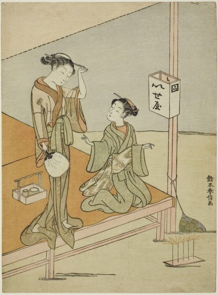 A Courtesan and Her Attendant at the Riverside Teahouse Iseya, c. 1768/69, Suzuki Harunobu ?? ??,