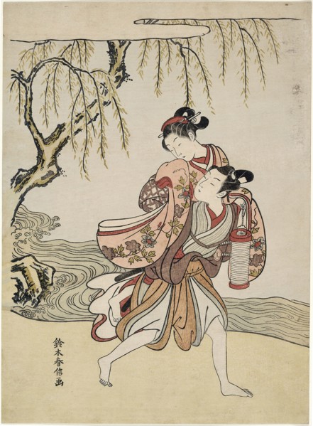 The Elopement (parody of Akutagawa episode from Tales of Ise), c. 1767, Suzuki Harunobu ?? ??,