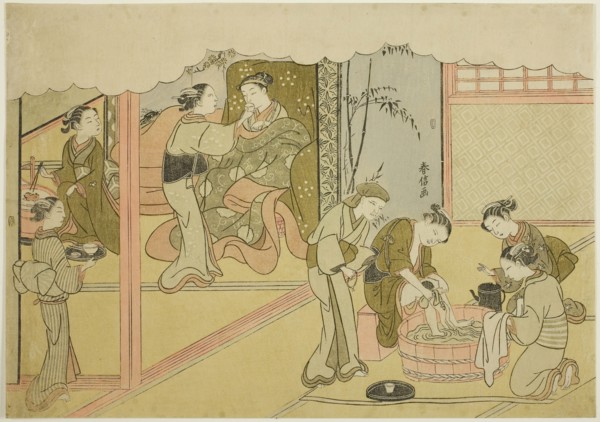 The First Childbirth (Uizan), the seventh sheet of the series Marriage in Brocade Prints, the