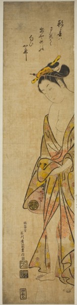 Young Woman after a Bath, c. 1745, Ishikawa Toyonobu, Japanese, 1711-1785, Japan, Hand-colored