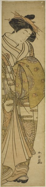 Courtesan Wearing a Chrysanthemum-Patterned Kimono, c. 1776, Katsukawa Shunsho ?? ??, Japanese,