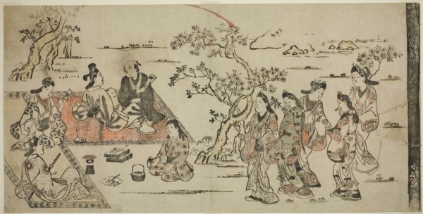 Flower Viewing, 1711 (reprint of 17th century work), Attributed to Hishikawa Moronobu, Japanese,