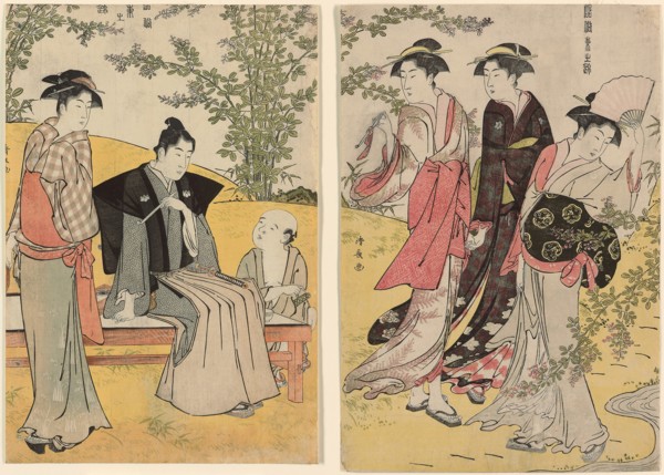 An outing at Hagidera, from the series A Brocade of Eastern Manners (Fuzoku Azuma no nishiki), c.