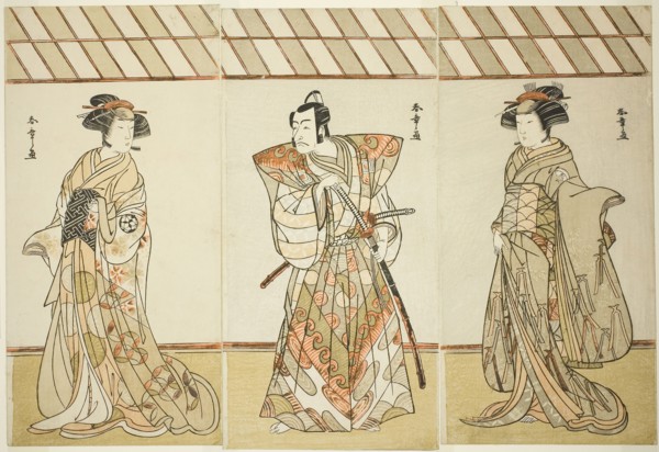 The Actors Onoe Tamizo I as Nishikigi (?) or Otae (?) (right), Ichikawa Danjuro V as Miura Heidayu