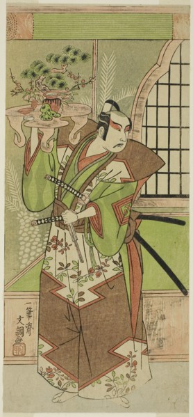 The Actor Ichikawa Yaozo II in a pre-performance celebration of the play Soga Monogatari, performed