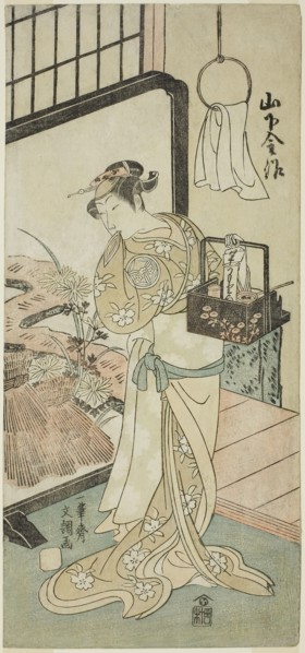 The Actor Yamashita Kinsaku II as Oume, Wife of Kisaku, in the Play Nue no Mori Ichiyo no Mato,