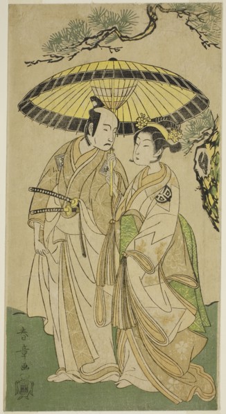 The Actors Arashi Hinaji I (right), and Ichikawa Komazo II (left), as Princess Sakura (Sakura Hime)