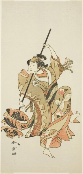 The Actor Iwai Hanshiro IV in the Sangai-gasa (Triple-Umbrella) Dance Interlude of the Joruri