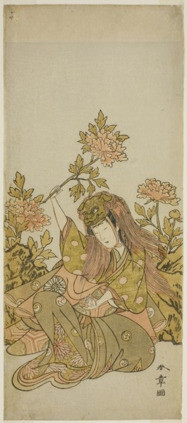 The Actor Nakamura Noshio I in a Shak-kyo Odori (Stone Bridge Dance), in the Play Onna Aruji
