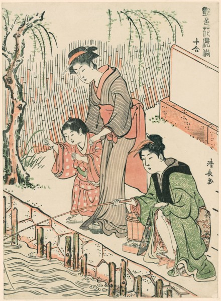 Fishing, from the series A Set of Ten Beauties in Flowerlike Styles (Enshoku hana fuzoku ju awase),