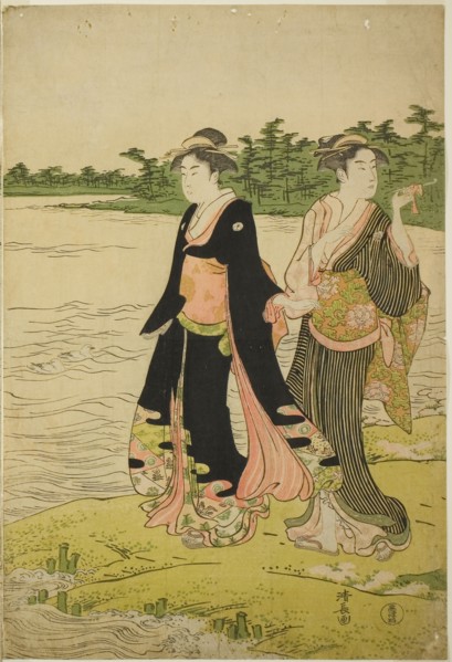 Two Women Waiting for a Ferry on the Sumida River, c. 1787, Torii Kiyonaga, Japanese, 1752-1815,