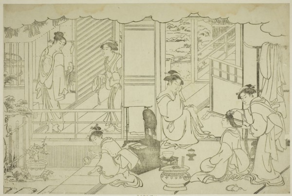 The First Bath of the New Year (Yudono hajime), from the illustrated book Colors of the Triple Dawn