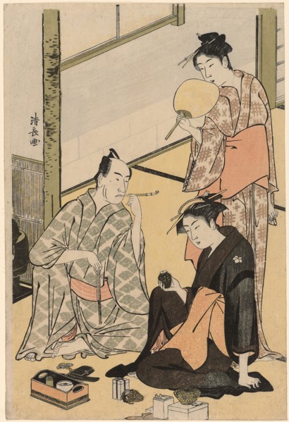 The Actor Matsumoto Koshiro IV with his family, from an untitled series of four prints showing