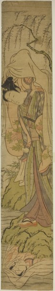 Young Man Carrying a Girl Sees her Reflection in the Water, c. 1771, Isoda Koryusai, Japanese,