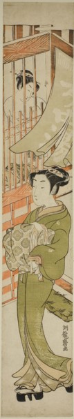 Young Woman Emerging from a Bathhouse, c. 1772, Isoda Koryusai, Japanese, 1735-1790, Japan, Color
