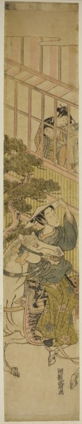Young Man on Horseback and Two Women Watching from a Window, c. 1770, Isoda Koryusai, Japanese,