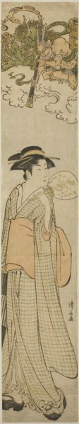 Thunder gods peeping at a beauty through a telescope, c. 1782, Torii Kiyonaga, Japanese, 1752-1815,