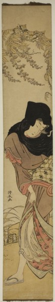 Woman under Windblown Wisteria, c. 1780, Torii Kiyonaga, Japanese, 1752-1815, Japan, Color