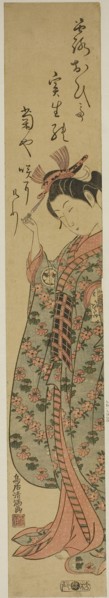 The Actor Segawa Kikunojo II as a woman holding a hairpin, c. 1760, Torii Kiyomitsu I, Japanese,