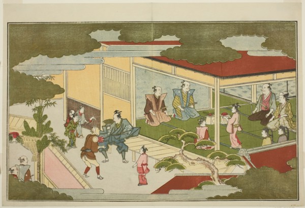 New Year in a Samurai Mansion, from the illustrated kyoka anthology The Young God Ebisu (Waka