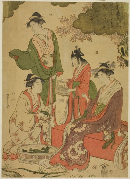 Women Viewing Cherry Blossoms, c. 1793, Chobunsai Eishi, Japanese, 1756-1829, Japan, Color