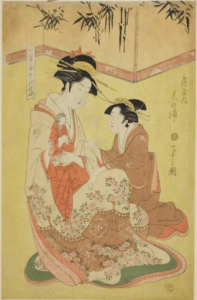 Beauties Parodying the Seven Sages, A Selection of Younger Courtesans (Shichi kenjin yatsushi bijin