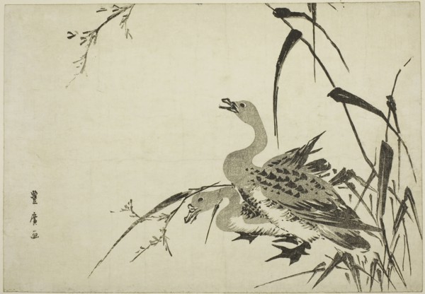 Wild Geese and Reeds, c. 1810, Utagawa Toyohiro, Japanese, 1773-1828, Japan, Woodblock print, oban,