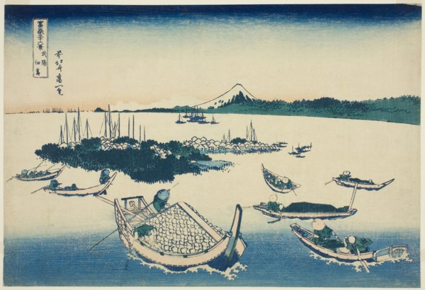 Tsukudajima in Musashi Province (Buyo Tsukudajima), from the series Thirty-six Views of Mount Fuji