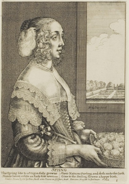 Spring, 1644, Wenceslaus Hollar, Czech, 1607-1677, Bohemia, Etching on ivory laid paper, 162 × 120