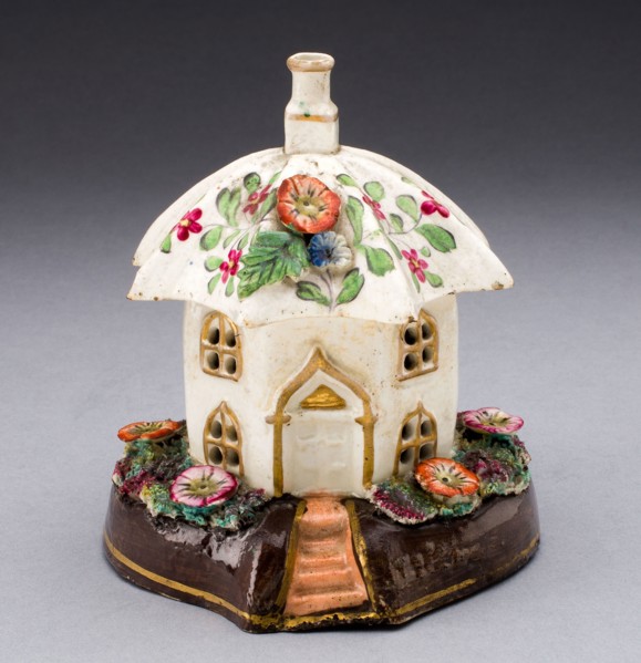 Incense Burner, c. 1830, England, Staffordshire, Staffordshire, Glazed earthenware with polychrome