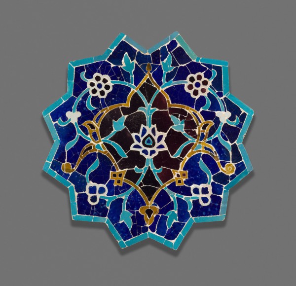 Twelve-Point Star, late 15th century, Iran or Central Asia, Iran, Glazed fritware tiles cut and