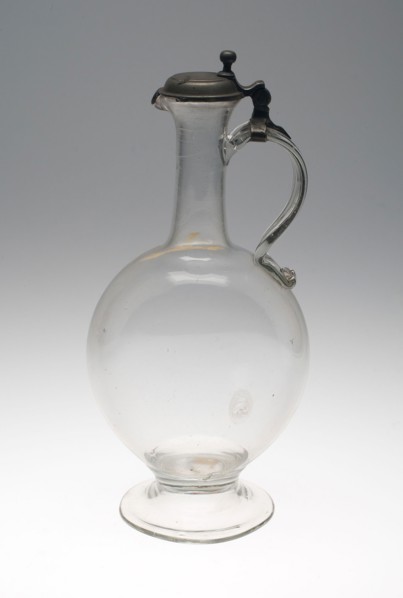Flagon, c. 1750, Flanders, Flanders, Glass with pewter mount, 32.4 × 15.2 cm (12 3/4 × 6 in.)
