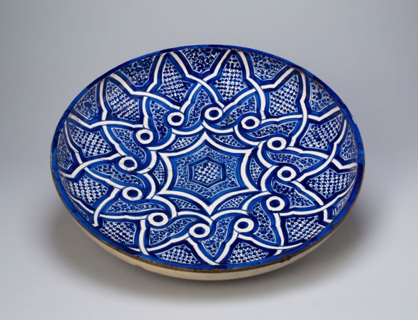 Shallow bowl, Late 19th century, Morocco, Morocco, Hard buffware body, thick walls, opaque white