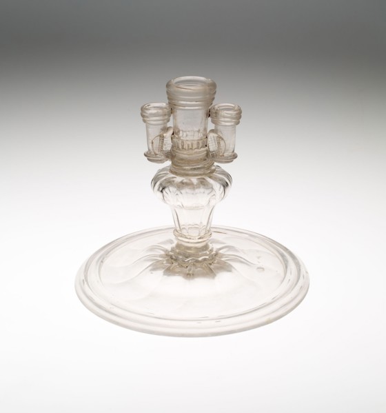 Candlestick with Three Nozzles, 18th century, Bohemian, Bohemia, Glass, 19.1 × 21 cm (7 1/2 × 8 1/2